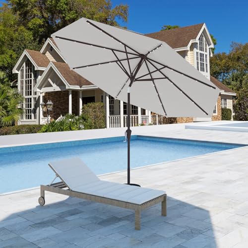 9FT Patio Umbrella with Solar Lights