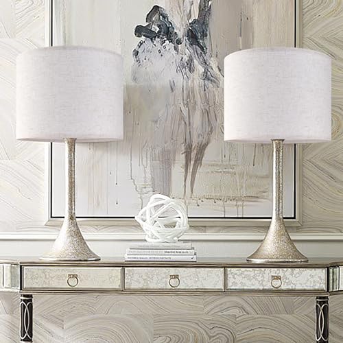 Oatmeal linen Textured Lamp Shades Set of 2 Large Drum Lamp Shade 16``Top x 16``Bottom x 12``High (2 Count)
