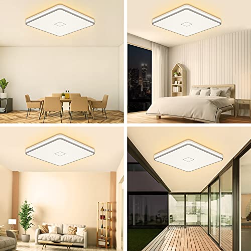 LED Ceiling Light Flush Mount 24W 12.6 inch Square LED Ceiling Lamp with 240Pcs Chips Without Flicker