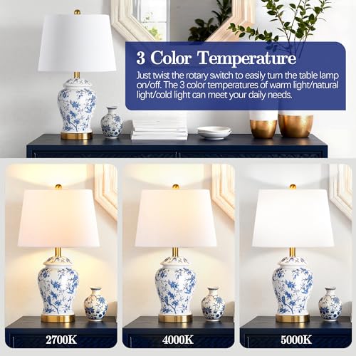 Chinoiserie Ceramic Table Lamps Set of 2 for Living Room (2 Count)