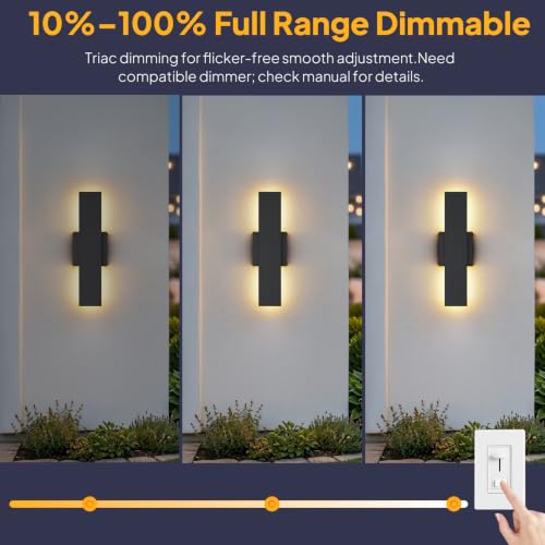 2 Pack 15.7in LED Outdoor Wall Lights Dimmable (15.7in)
