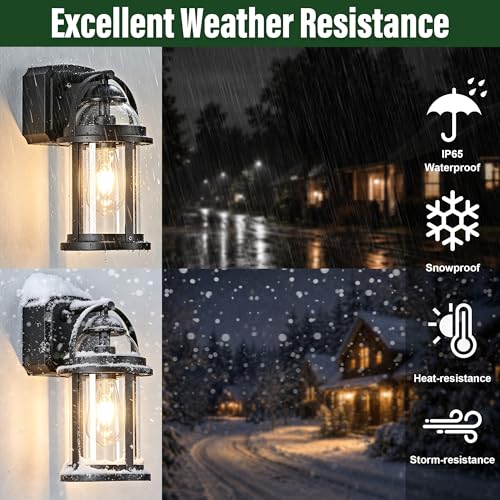 Dusk to Dawn Outdoor Wall Lights with GFCI Outlet