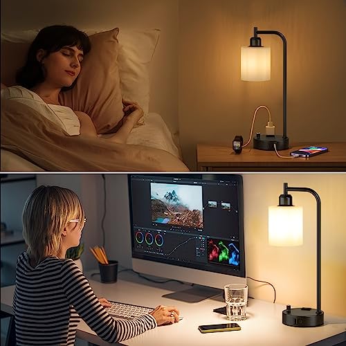 Industrial Bedroom Lamps for Nightstand Set of 2 (2 Count)