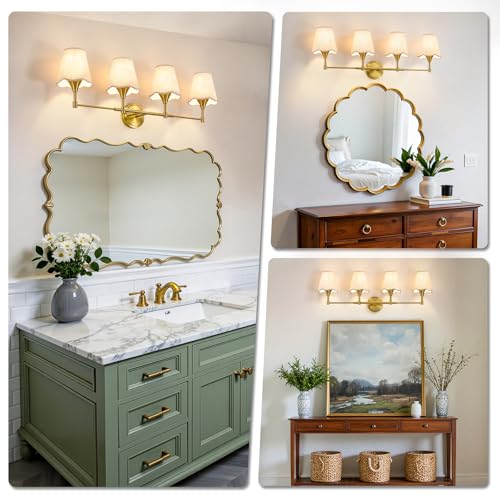 Gold Bathroom Vanity Light Fixtures (Brushed Gold / 4 LIGHT)