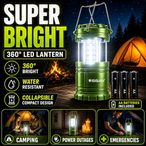 2 Pack Battery Powered LED Lanterns with Batteries for Each Lantern (2 Count)