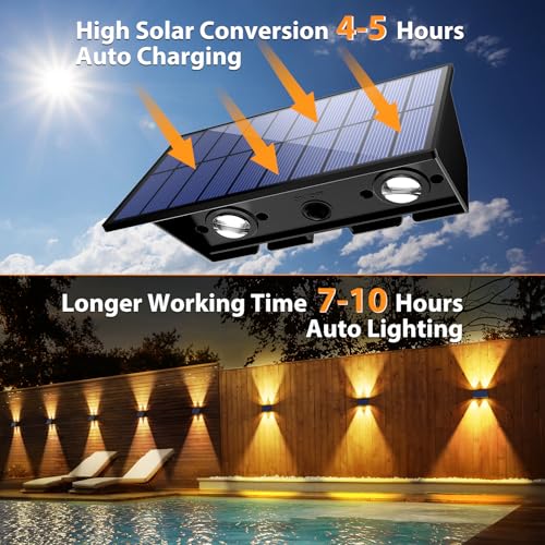 6PACK Solar Wall Lights Outdoor
