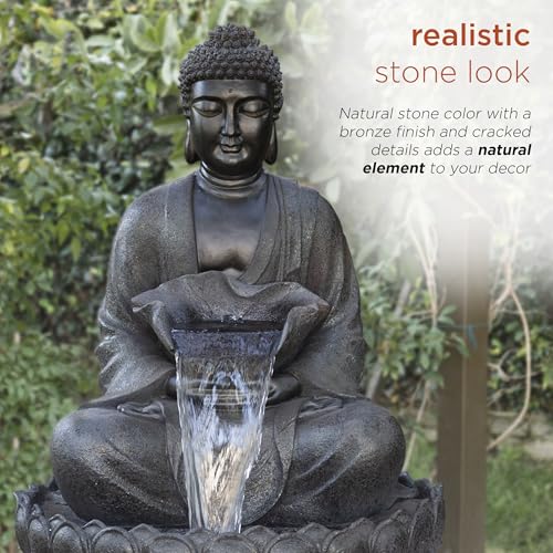 WIN1170 53" Outdoor Floor Calming Buddha Statue Waterfall Fountain