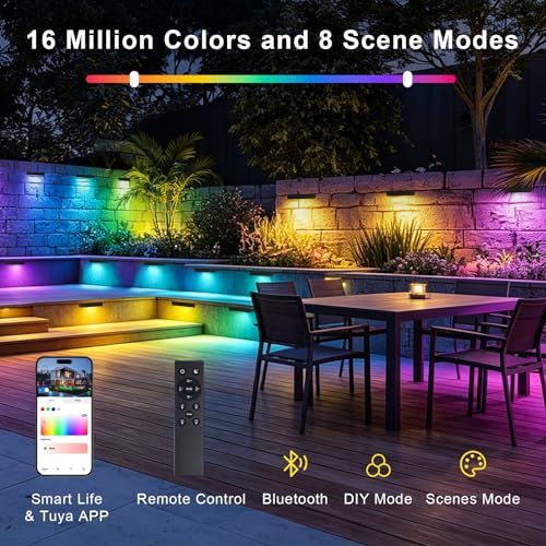 8 Pack 7 Inch RGBCW Retaining Wall Lights (8 Count)