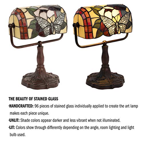Tiffany Style Bankers Desk Lamp with Stained Glass Shade