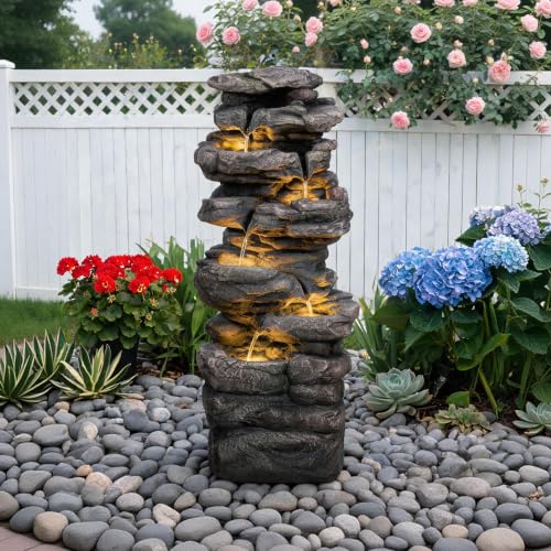 Outdoor Water Fountain with 5 LED Lights