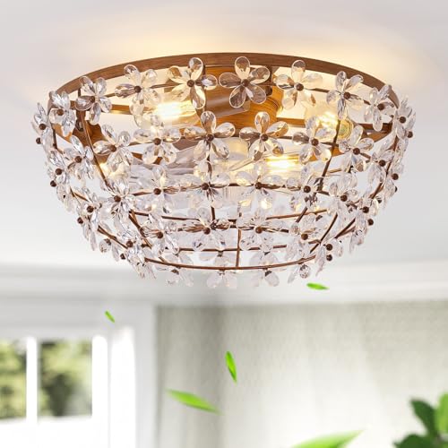 18" Flower Fandelier Ceiling Fan with Light (Flower Crystal Fandelier Ceiling Fan)