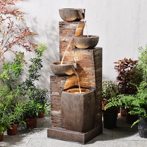 38.2" Tall Water Fountain Outdoor Garden Modern Fountains