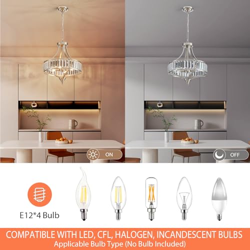 Crystal Chandeliers for Dining Room Rustic Farmhouse Pendant Round 4 (4 Count)