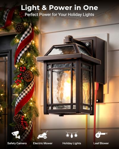 Bronze Dusk to Dawn Porch Lights with GFCI Outlet (Oil-Rubbed Bronze / D2D 1-Pack)