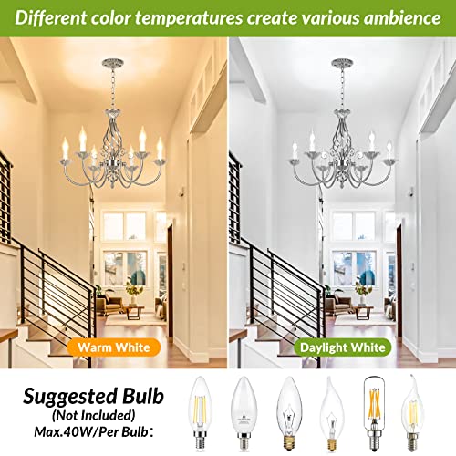 6 Light Farmhouse Candle Chandelier for Dining Room