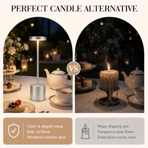 Silver Rechargeable Table Lamps 2 Pack (2 Count)