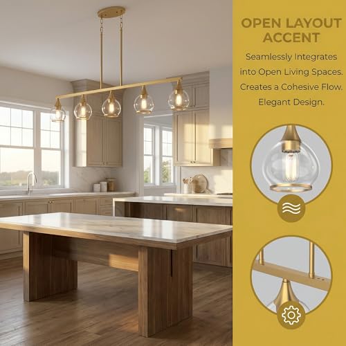 Gold Kitchen Island Linear Pendant Light
