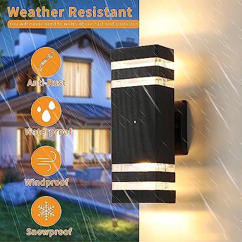 Dusk to Dawn Outdoor Wall Lights Black Exterior Lighting Fixture (6 Count)