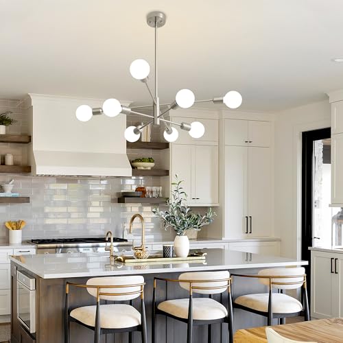 Chandeliers for Dining Room Brushed Nickel 8Light Modern Kitchen Chandelier