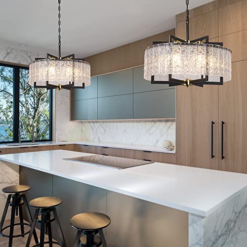 Modern Black Crystal Chandeliers for Dining Room