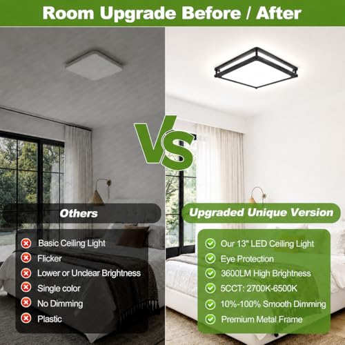 13in 36W Black Dimmable LED Ceiling Lights (Black / 1 Pack)