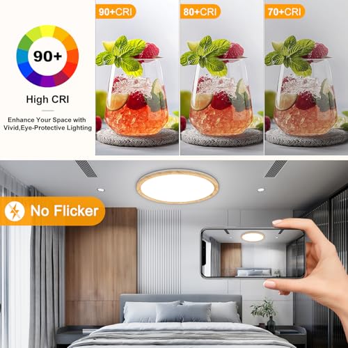 15Inch LED Flush Mount Ceiling Light with Remote Control