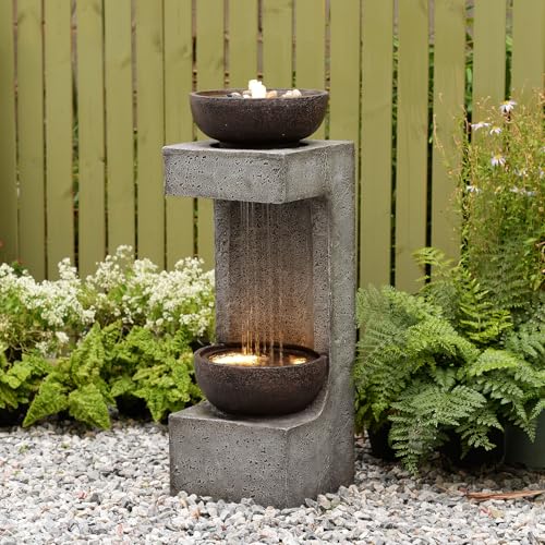 34h Modern Outdoor Water Fountain with Rain Curtain