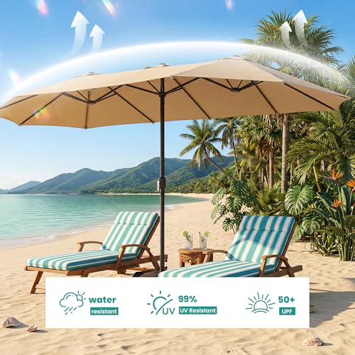 15FT Large Double Sided Patio Umbrella with Base Included