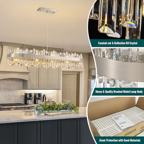 Modern Rectangle Crystal Chandelier for Dining Room