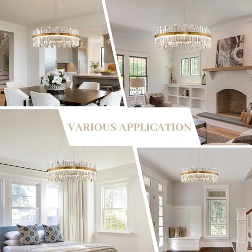 23.6" LED Gold Crystal Chandeliers