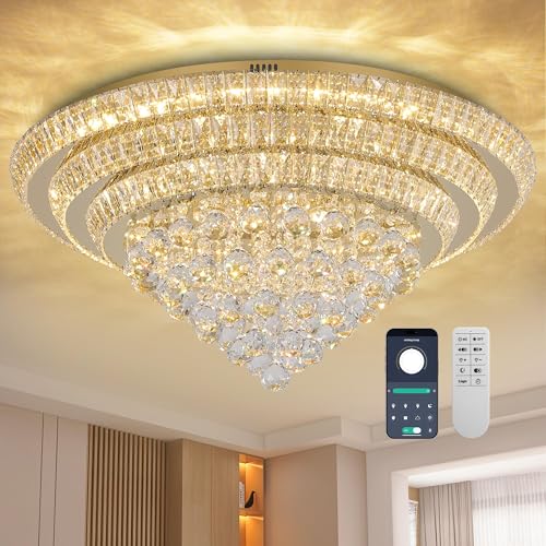 30" Gold Crystal Chandeliers