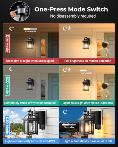 Motion Sensor Porch Light with GFCI Outlet (Black / Motion Sensor 2-Pack)