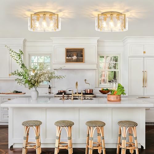 Modern Gold Semi Flush Mount Ceiling Light 4 Lights Ceiling Lamp