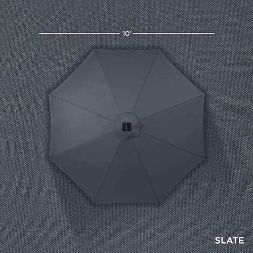 10ft Solar Polyester LED Lighted Patio Umbrella w
