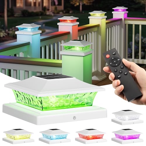 4x4 Post Solar Lights Color Changing with Remote (6 Count)