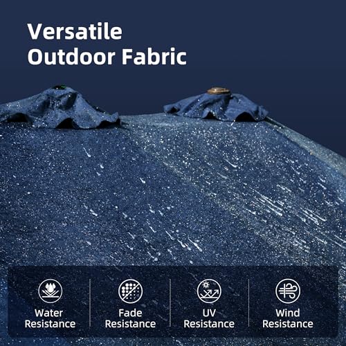 15ft Umbrella Outdoor Patio Solar Lights with Base