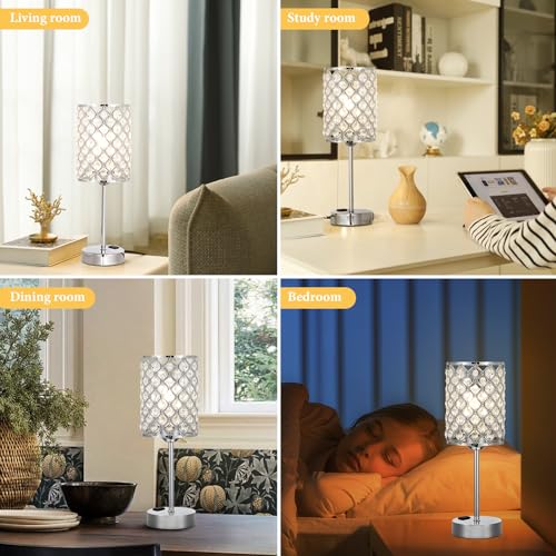 Sliver Crystal Table Lamp with Touch Control