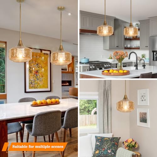 Gold Pendant Lights Kitchen Island Amber Glass Pendant Light for Island