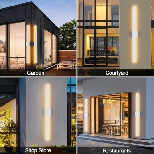 39.4" LED Outdoor White Wall Light (2 Count)