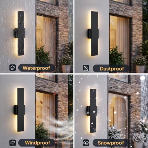2 Pack LED Outdoor Wall Lights Dimmable (15.7in)