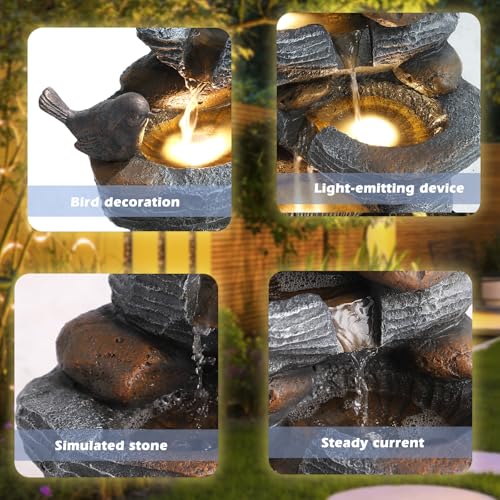 Outdoor 5 Tiers Cascading Rock Water Fountain