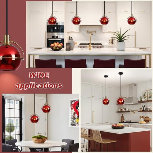 2 Pack Modern Red Glass Pendant Lights Kitchen Island (2 Count)