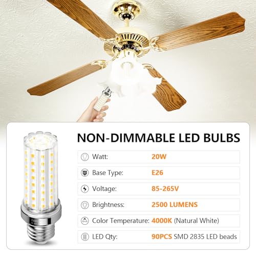 LED Corn Light Bulb 150W Equivalent 2500 Lumen 4000K Neutral White 20W E26 (4 Count)