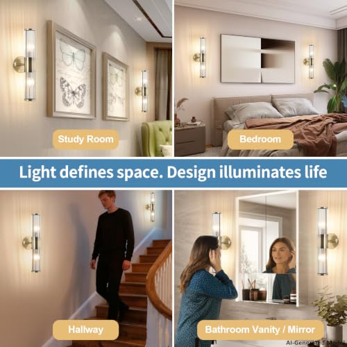 Brushed Bronze Wall Sconces Set of Two