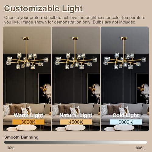 Modern Sputnik Crystal Brass Chandelier