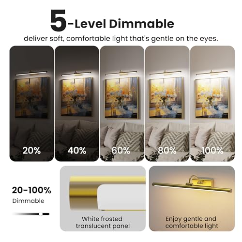 24" Picture Lights for Wall with 8000mAh Battery