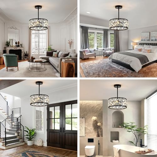 3 Light Crystal Ceiling Light Fixture