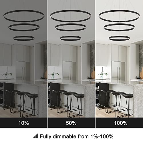 3 Rings Black LED Chandelier