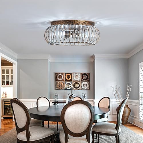 Modern Crystal Ceiling Light Oil Rubbed Bronze Flush Mount Ceiling Light Fixture 3 Light Ceiling Chandelier for Hallway Bedroom Bathroom Foyer Living Room Dining Room Kitchen