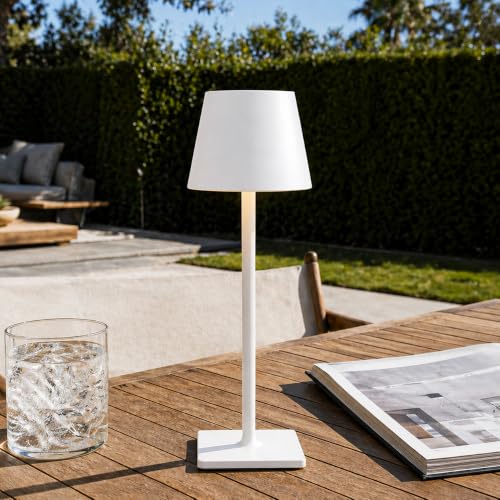 White Cordless Table Lamp Set of 2 for Patio Restaurant Home Dinner Kitchen